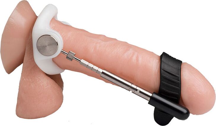 Extender that lengthens the penis by stretching its tissues